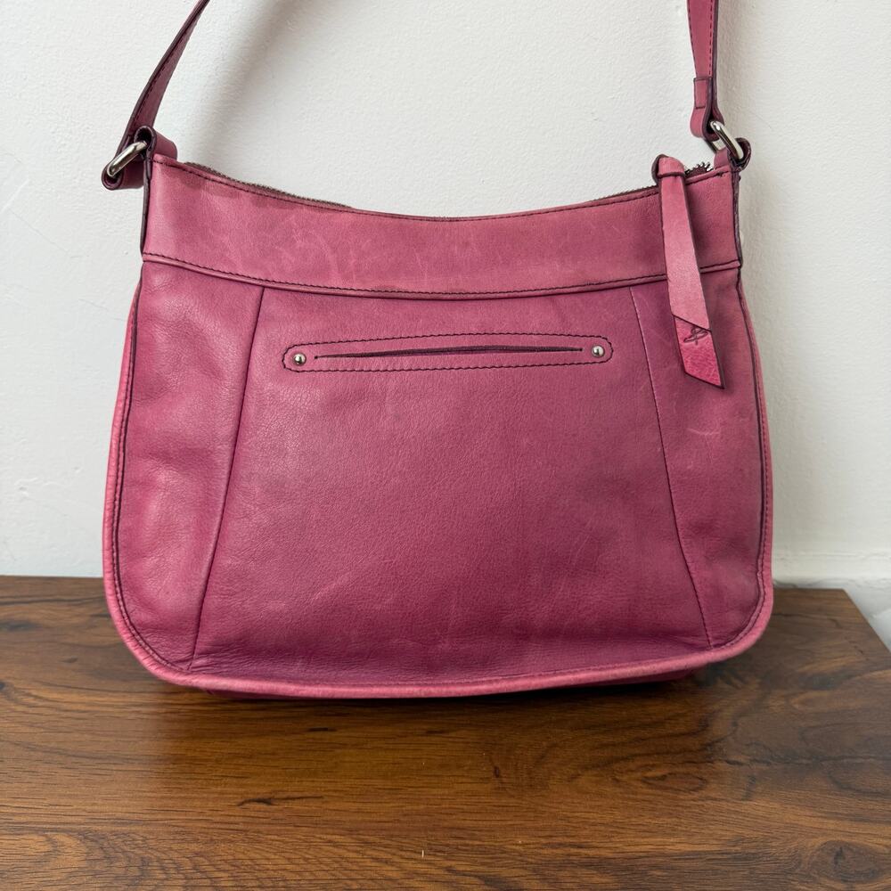 B Makowsky Pink Leather Shoulder Bag Woven Front Hobo Purse Zip Y2K - Picture 2 of 7